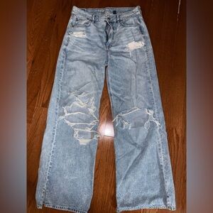 American Eagle Outfitters Distressed Light Blue Flare Jeans
